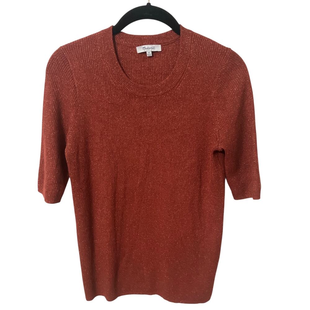 Madewell Women's Evening Sparkle Ribbed Sweater Pullover Size Med Stretch